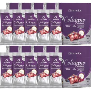 Imagem de Kit 10X Colágeno Verisol Hidrolisado - 30 Sticke de 4g Red Berries - Sanavita-Masculino