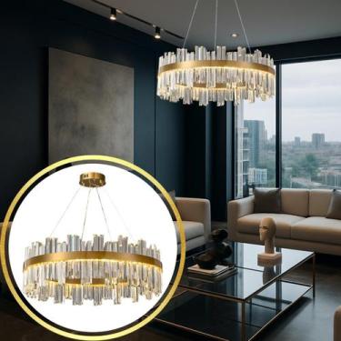 Imagem de Lustre Pendente Teto 130Cm X 57Cm Led 3 Cores 128 Cristais - GIMPO