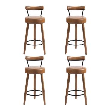 Imagem de Kit 04 Banquetas Alta Para Cozinha Área Gourmet Nápoles Couríssimo Amarula - Desk Design