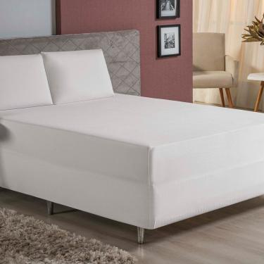 Imagem de Jogo De Cama Casal Nobre 3 Peças Luva De Box 55cm De Altura Malha 100% Algodão - Branco