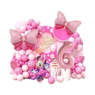 Imagem de Conjunto De Arco De Balões Com Laço Rosa Da Minnie Mouse Com 120 Peças