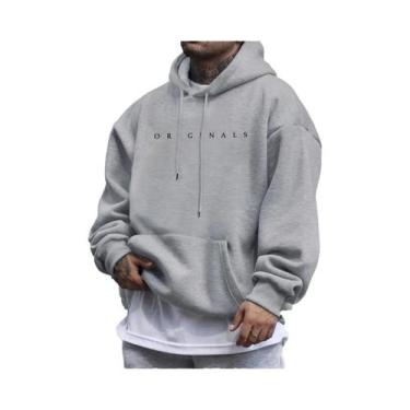 Imagem de Moletom Masculino Solto De Manga Longa Com Capuz, Estampa De Letras, Q