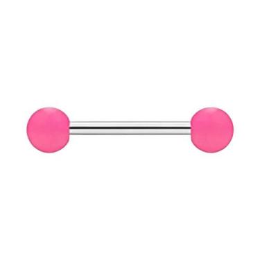 Imagem de Piercing De Língua Em Aço Inoxidável Rosa 14G Para Mulheres - Joia Bar