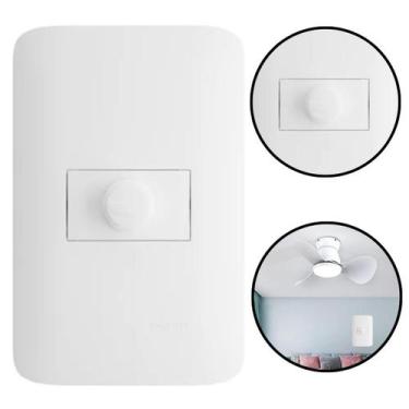 Imagem de Dimmer Rotativo P/ Controlar Ventilador Lâmpada Interruptor Branco Exa