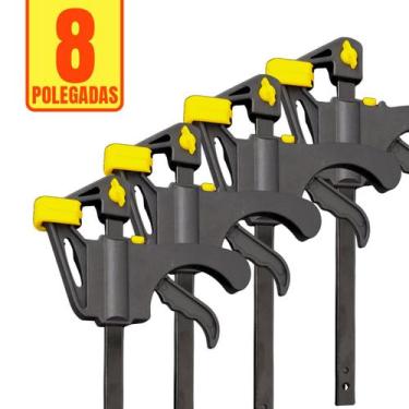 Imagem de Kit com 4 Grampo Sargento Marceneiro Aperto Rapido 8pol. Tipo F - Bomv