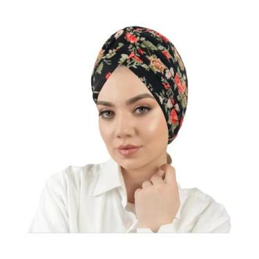 Imagem de Turbante Hijab Com Estampa Floral, Boné Elástico Para Quimioterapia, L