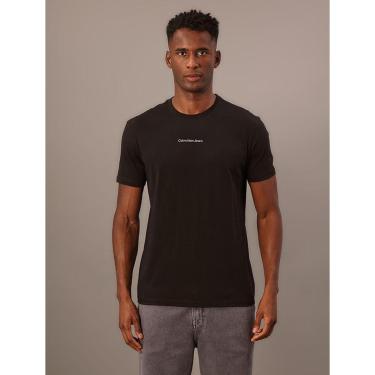 Imagem de Camiseta Masculina de Algodão Estampa Logo Centralizado Calvin Klein Jeans - Preto-Masculino