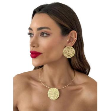 Imagem de Conjunto Colar + Brinco Folheado A Ouro 18k - Auryah Semijoias
