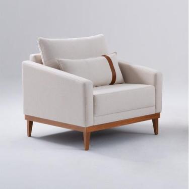 Imagem de Poltrona Living 1 Lugar 100cm Lisboa com Almofada Linho Bege NS - Noss