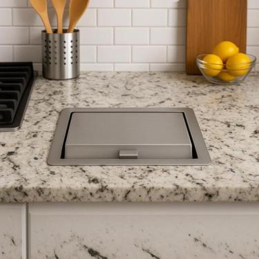 Imagem de Lixeira Quadrada Embutir Granito Inox 304 Não Enferruja 7l - Eletrocub