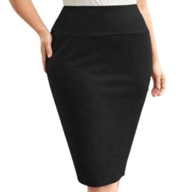 Imagem de Saia Midi Lápis Moda Evangélica Veste Bem Plus Size Confortável, Preto