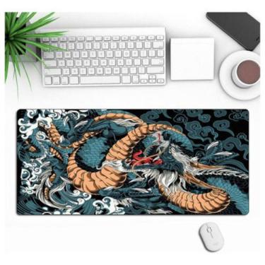 Imagem de Mouse Pad Gamer Grande 90x40cm Dragão Abstrato Antiderrapante Impermeá