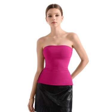 Imagem de Blusa tubular feminina SUUKSESS com forro duplo rosa choque tamanho XS