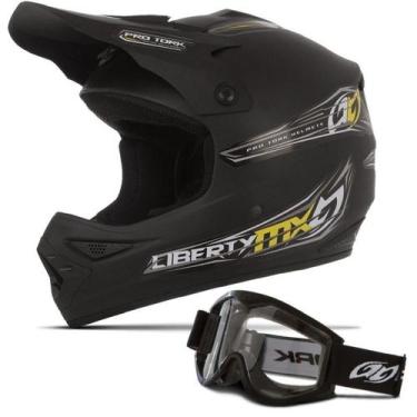 Imagem de Capacete Motocross Off Road Liberty Mx Pro + Óculos 788 Preto - PRO TO