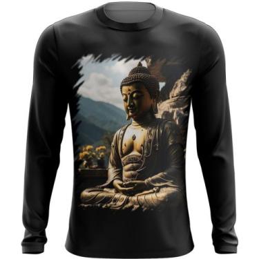 Imagem de Camiseta Manga Longa Estátua de Buda Iluminado Religião 5 - Kasubeck S