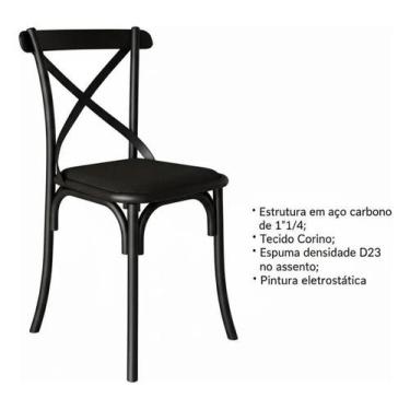 Imagem de Cadeira Gisacompany Aço Carbono Preto, Branco, Assento Bege e Preto em