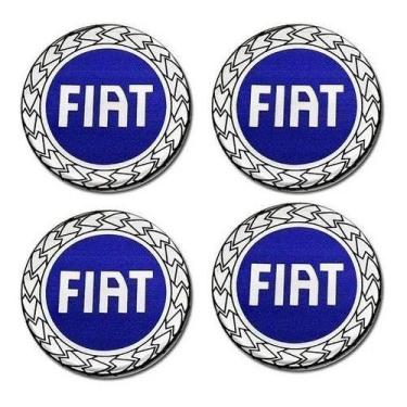 Imagem de 4 Emblema Adesivo Calota Fiat Palio Resinado Azul 48mm - GRID