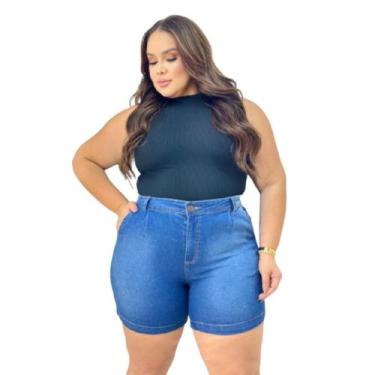 Imagem de Short Jeans Feminino Plus Size Modelo Curve Bolso na Frente 48 ao 64 -