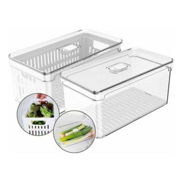 Imagem de 2 Organizador Clear Fresh Geladeira Drenagem Empilhável 5L - Ou