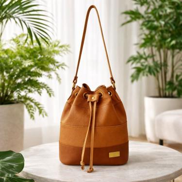 Imagem de Bolsa Saco Direto De Fábrica Topgrife Atacado Couro Legítimo Cor Caramelo Tamanho único