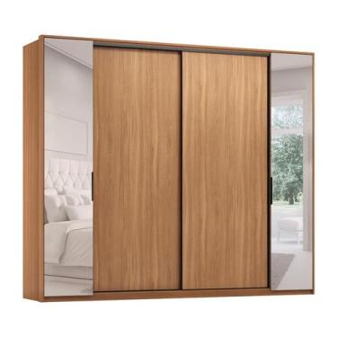 Imagem de Guarda-Roupa Casal com Espelho Laredo 4 Portas 4 Gavetas Amêndola e Nu