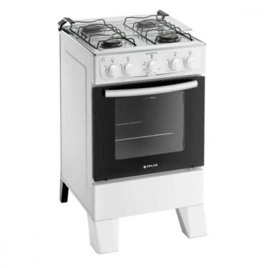 Imagem de Fogão 4 Bocas Preto Com Mesa Inox Atlas Milão Plus Branco Bivolt