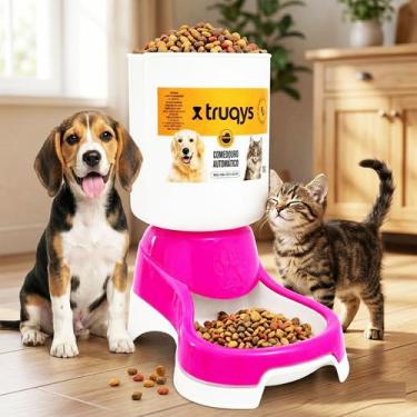 Imagem de Comedouro Automatico Pet Rosa Raçao Caes Gatos Galao 1kg - PET IN