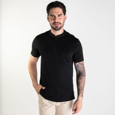 Imagem de Camisa Polo Oficina Reserva Henley Preta, XXL