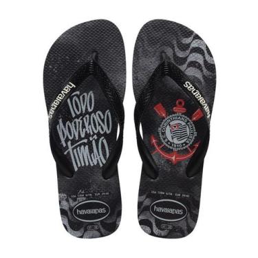 Imagem de Chinelo Havaianas Top Times Corinthians Coleção 2025, Preto, 37/38