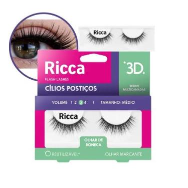 Imagem de Cílios Postiços Médio Efeito 3D Multicamadas Volume 3 Olhar de Boneca 