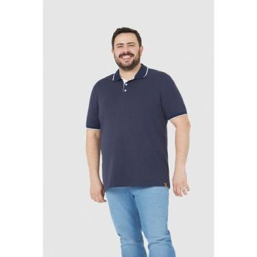 Imagem de Camisa Polo Masculina Piquet Plus Size Malwee Ref. 114315, Azul, G1
