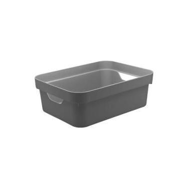 Imagem de Caixa Organizadora Cube M 10,5litros 36,5x27,5x13cm Chumbo - OU