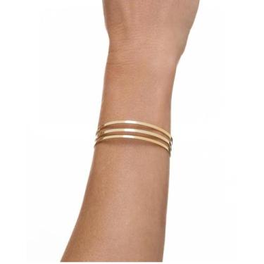 Imagem de Pulseira Bracelete de Aro Triplo Victória Herrera Banhado a Ouro 18k