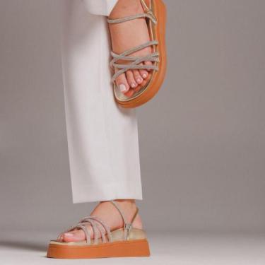 Imagem de Sandália plataforma papete feminina strass - DUAS MENINAS SHOES, Doura