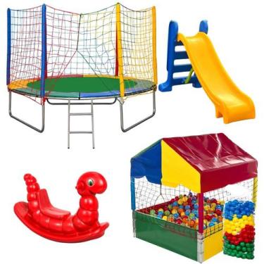 Imagem de Cama Elastica 2,44m e Piscina de Bolinha 1,00m Com Escorregador Infant