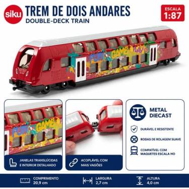 Imagem de Miniatura Trem de Dois Andares Siku 1811 Escala 187 em Metal Die Cast 