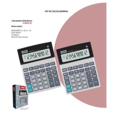 Imagem de Kit 2 Calculadoras Vighs V-8875-12 12 Dígitos