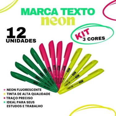 Imagem de Kit 24 Marca Texto Neon Vighs  caneta marca texto colorida, material e
