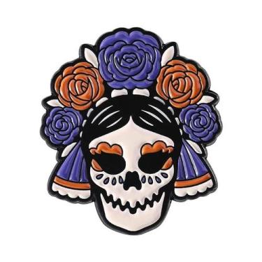 Imagem de Pins De Esmalte E Broches De Lapela Com Tema Caveira Catrina Do Dia Do