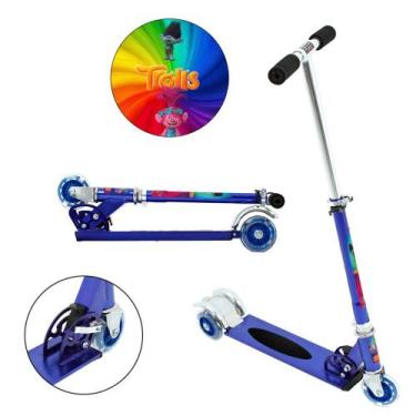 Imagem de Patinete Desenho Trolls 3 Rodas Ajuste de Altura Azul - DM Radical
