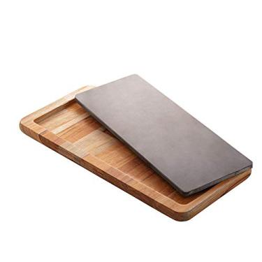 Imagem de TÁBUA MADEIRA C/PEDRA DE ARDOSIA TECA 34x16x2cm