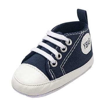 Imagem de Sapatos macios para bebês para interior sola infantil de 0 a 1 ano, 9 cores disponíveis, tênis para bebês de 4 anos (azul-marinho, 0 a 3 meses)