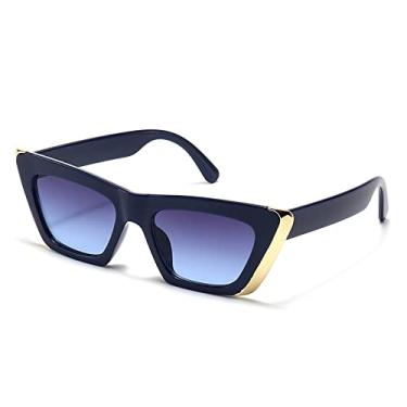 Imagem de Óculos de sol olho de gato tendência moda feminina luxo cateye óculos de sol feminino óculos de sol vintage quadrado moldura pequena, azul, com chave de fenda