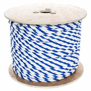Imagem de Corda de polipropileno torcido com 3 fios West Coast Paracord - À prova d'água e flutua na água, White & Blue, 1/2 Inch x 300 Feet
