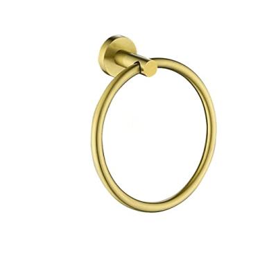 Imagem de Anel de toalha de ouro escovado montado na parede suporte de toalha redondo cabide acessórios de armazenamento cozinha banheiro acessórios preto fosco, ouro escovado redondo