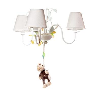 Imagem de Potinho de Mel Lustre Com 3 Lâmpadas Floresta Macaco Quarto Bebê Infantil Menina Menino