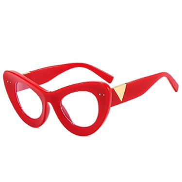 Imagem de Óculos de sol fashion olho de gato retrô grande armação medidor de unhas tons mesmo azul à prova de luz, 8, tamanho único