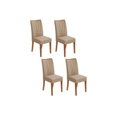 Imagem de Kit 4 Cadeiras Sala Jantar Apogeu 4 Un Rovere/Amêndoa/Veludo Naturale Creme - Lopas
