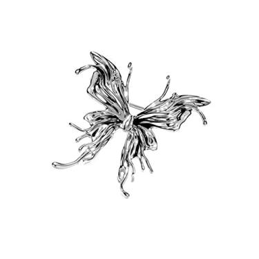 Imagem de KIZQYN Broche feminino criativo personalizado broche de borboleta de metal casaco requintado terno acessórios de gola cachecol feminino botão xale acessório de fantasia (cor: prata)