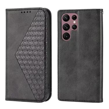 Imagem de FIRSTPELLA Capa compatível com Samsung S21 Plus, carteira de couro de luxo para negócios com suporte magnético para cartões de crédito, capa protetora à prova de choque para iPhone para mulheres e homens, preta